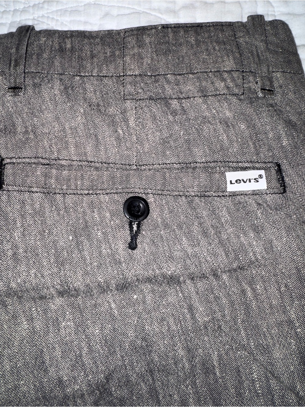 Levi’s Linen Blend Pants Men 36x32 Gray Slim Straight Casual Lightweight - Picture 5 of 9